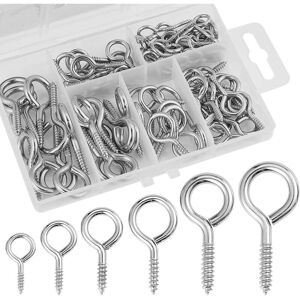 Linghhang - Silver) 100pcs Screw Eyes, Small Eyelets, Eye Bolts, Screw-in Metal Ring Hooks M4 x 40mm, M4 x 37mm, M3 x 30mm, M3 x 28mm, M3 x 27mm,