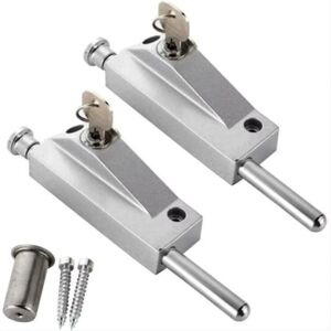Linghhang - Silver) 2pcs Aluminum Alloy Door Lock Floor Lock Anti-theft Security Lock Revolving Door Lock