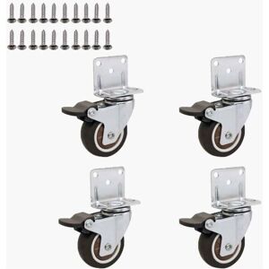 Ymyny - Small Swivel Furniture Wheels with Brake, Mounting Plate and Screws - 25mm mumu