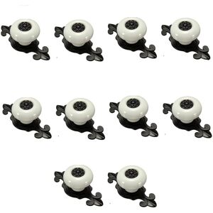 10 Pcs Drawer Handles and Knobs, Drawer Knobs, Ceramic Door Handle (White with Black) - Sollbry