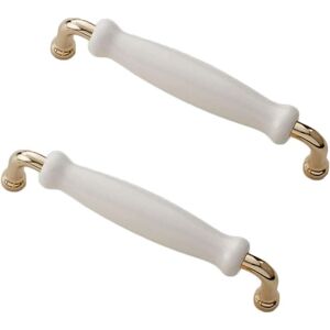 Sollbry - 10pcs Hot Gold Furniture Handle Kitchen Furniture Handle Vintage Furniture Handle Dressing Table Handle White Cabinet Porcelain Handle