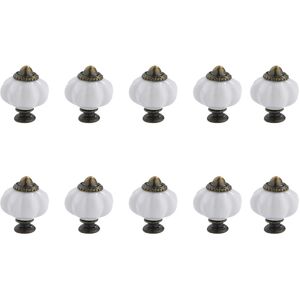 Sollbry - 10pcs White Pumpkin Knobs, Vintage Ceramic Cabinet Knobs, Dresser Knobs Drawer Knobs Door Knobs Drawer Pulls Dresser Handles with Mounting