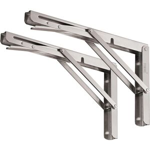 12' Shelf Brackets, Max Load: 330 lbs, Heavy Duty Stainless Steel Folding Shelf Bracket for Workbench, Space Saving diy Bracket, 2 Pack - Sollbry