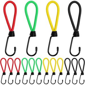 Sollbry - 16 Pieces Bungee Cords with Hooks,Tents Bungee Cord Hook,Camping Tent Hook Rubber Bungee Cord Strap,for Camping, Tarps, Awnings, Tents
