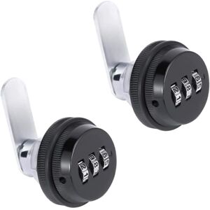 SOLLBRY 2Pcs (Black) 3 Digit Code Combination Cam Lock Cabinet Lock 19x30mm Code Lock for Locker Wardrobe Door Filing Cabinet Mailbox Drawer Cupboard