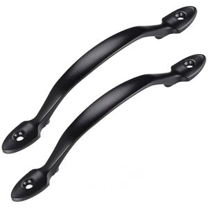 Sollbry - 2Pcs Black Door Pull Handle with Screws, Stainless Steel Interior Door Handle, Cabinet Door Handle, Shed Handle, Garage Door Handle, Wooden