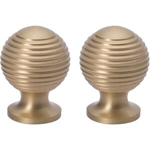Sollbry - 2Pcs Furniture Knob Drawer Knobs Solid Brass Cabinet Knobs Gold Furniture Handles for Kitchen Cupboard,Dresser 25x34mm
