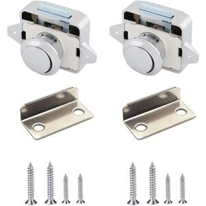 Sollbry - 2Pcs Knob Handle Lock, Push Button Latch, Push Door Lock, Keyless Cupboard Door Knob Latch for Door, Cabinet, rv, Yacht (Chrome)