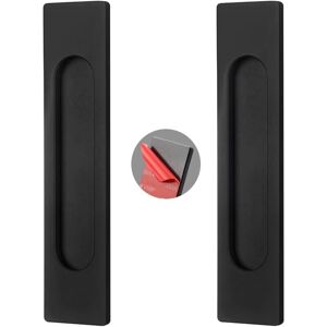 Sollbry - 2pcs Self Adhesive Sliding Door Handle Square Concealed Knob Barn Pull Aluminum Alloy Handle for Cabinet Cupboards,Glass Door Sticker