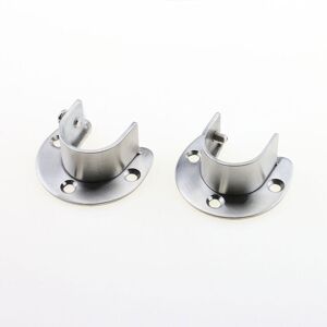 Sollbry - 4 Pack Stainless Steel Closet Rod Brackets, u Shaped Rod Socket Flange, Closet Rod Holder End Brackets with Screws, Silver (25mm)