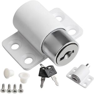 Sollbry - 4Pcs White Universal Sliding Door Window Lock Set, Sliding Courtyard Security Lock with Key for Home Office