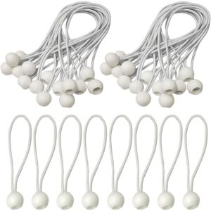 Sollbry - 50 Pieces Bungee Cords, Bungee Cord Ball, Tarpaulin Bungee Cord, Bungee Cord with Ball, Bungee Cord for Tarpaulin, Tents, Camping