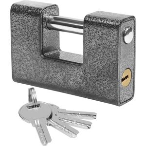 Sollbry Heavy Duty Outdoor Padlock with 4 Keys - Large Single-Piece Padlock in Solid Hardened Steel - 13.8mm Thick Shackle - Protects Garage Doors,