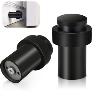 Sollbry - Pack Black Heavy Duty Stainless Steel Door Stops - Decorative Solid Rubber Wall Protector for Skirting Boards - 65mm