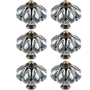 Sollbry - Pack Ceramic Cabinet Knobs, Chic Drawer Knobs, Antique Pumpkin Shape Kitchen Cabinet Handles, Round Furniture Door Knobs