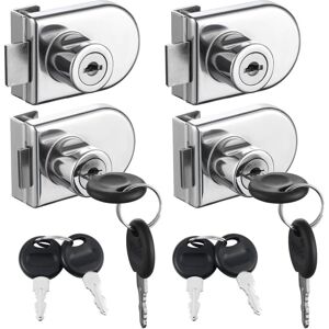 Pack Double Open Glass Showcase Security Lock, Fits for 0.5-0.8cm Glass Door, Separate Key No Drilling, Zinc Alloy with 8 Keys - Sollbry
