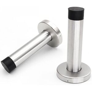 Sollbry - Pack Heavy Duty 304 Stainless Steel Door Stop, Wall Mounted Door Holder with Low Mounted Bumper Tips, Black
