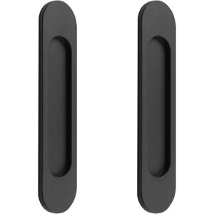 Sollbry - Pack Oval Sliding Door Handles Self-Adhesive Matte Black Aluminum Alloy Punch-Free Pull Handle for Sliding Barn Doors, Windows, Cabinets /