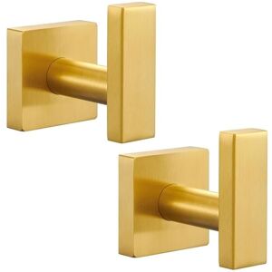 Sollbry - Pack Stainless Steel Over Door Hooks for Bathroom, Coat and Robe (Gold Brushed Brass)