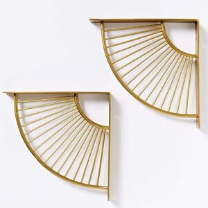 Sollbry - Pack Triangle Shelf Brackets Gold Fan Shape Metal Floating Shelf Brackets Wall Mounted Shelf Bracket Heavy Duty Corner Brace for Home