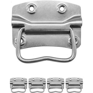 Sollbry - Set of 4 Solid Metal Folding Handles for Crates - Stainless Steel - Silver - 90 x 64 mm