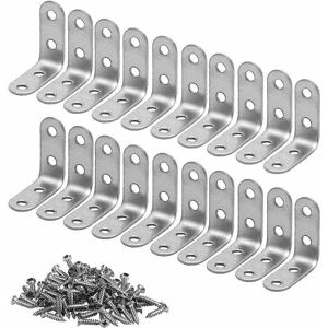 Jalleria - Stainless Steel Bracket 20pcs Corner Reinforcement Metal Bracket with Screws Bracket Fixing for Wooden Shelf Cabinet Chair Table Door