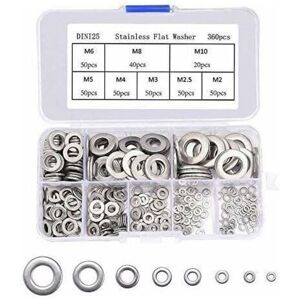 Gotrays - Stainless Steel Flat Washer, 360 Pcs Flat Washers Assortment Kit Lock Washer Assortments for Screw Sealing Stainless Steel Sealing Rings