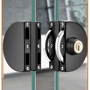 TINOR Stainless Steel Glass Door Lock No Drilling Central Glass Door Lock Double Sliding Glass Door Black