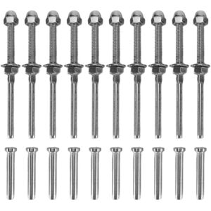TLILY Threaded Bolt And Pedal Ball Cable Railing Kit End Fitting 0.32 Cm,T316 Marine Grade Stainless Steel Stair Tread Rail Wood Column Baffle Hardware