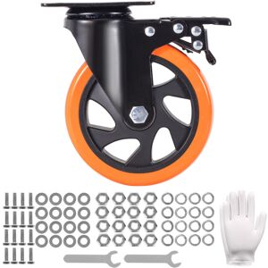 Mophorn - 5-Inch Swivel Plate Caster Wheels, Set of 4 with a/b Locking, No Noise pvc, Heavy Duty 450 lbs Load Capacity, Non-Marking for Cart and