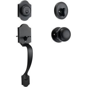 Mophorn - vevor Front Door Handle and Deadbolt Set, Matte Black Front Door Lock Set with Interior Knob, Adjustable Hole Spacing Single Cylinder