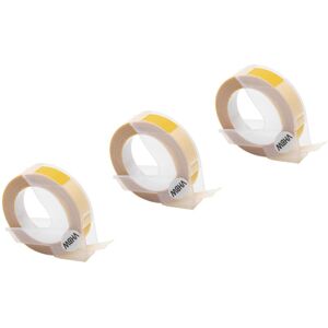 Vhbw - 3x 3D Embossing Label Tape compatible with Dymo E-303, E-202E, E-505, E-404, E-5500 Label Printer 3m x 9 mm, White on Yellow