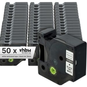 Vhbw - 50x Label Tape compatible with Dymo LabelWriter Duo 400, Duo, Duo 450 Label Printer 7m x 19 mm, Black on White