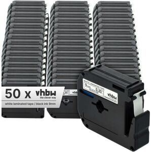 vhbw 50x Label Tape Replacement for Brother M-K221 for Label Printer 8m x 9 mm, Black on White