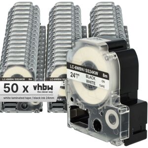 Vhbw - 50x Label Tape Replacement for Epson LC-6WBN for Label Printer 24 mm, Black on White