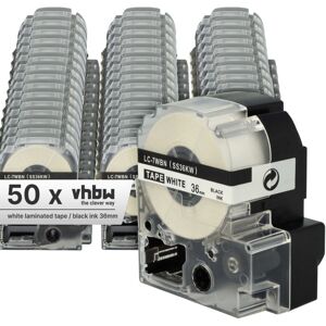vhbw 50x Label Tape Replacement for KingJim SS36KW for Label Printer 36 mm, Black on White