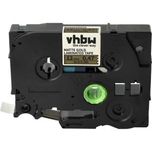 Vhbw - Label Tape compatible with Brother pt PT-1010R1, PT-1010NB, PT-1010 Label Printer 5m x 12 mm, Black on Matt-Gold, Laminated