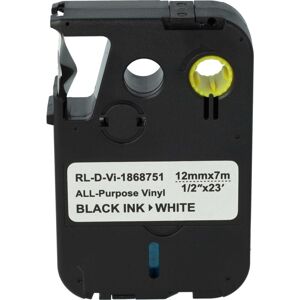 Vhbw - Label Tape Replacement for Dymo 1868751 for Label Printer 7m x 12 mm, Black on White, All-Purpose Vinyl