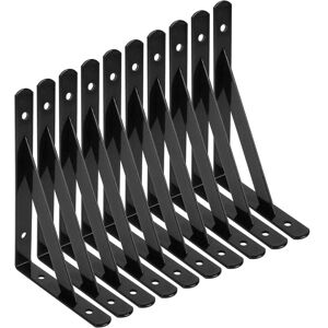 ZVD - Wall Shelf Bracket, 10 Pcs 90 Degree Steel Triangle Brackets, Shelf Brackets 150mm x 95mm, Corner Bracket Brace with 50 pcs Screws and 20 pcs