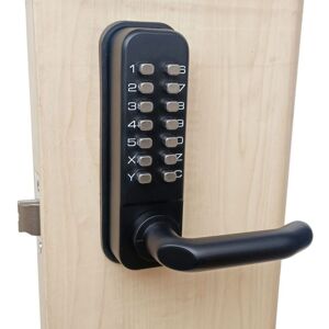 Tinor - Waterproof Door Lock with Digital Push Button, Keyless, Zinc Alloy - Black