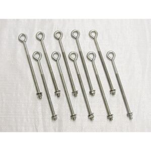 Securefix Direct - x10 M10 x 150MM Zinc Plated Folded Straining Eyebolts Nut & Washer - Wire Support Fencing Straining