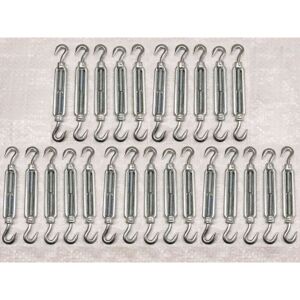 Securefix Direct - x25 M22 Galvanised Forged Straining Screw Hook And Hook - Caravan Turnbuckle Open Body