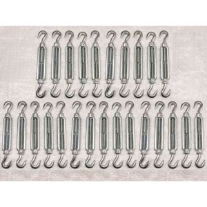 Securefix Direct - x25 M6 Galvanised Forged Straining Screw Hook And Hook - Caravan Turnbuckle Open Body