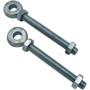 Securefix Direct - X2 20MM x 102MM Zinc Plated Swing Gate Eye Bolts With 2 Nuts - Bright Gate Hinge Eyebolt