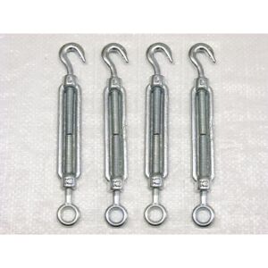 Securefix Direct - x4 M10 Galvanised Forged Straining Screw Hook And Eye - Caravan Turnbuckle Open Body