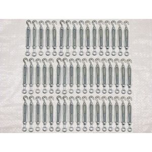 Securefix Direct - x50 M8 Galvanised Forged Straining Screw Hook Eye - Caravan Turnbuckle Open Body