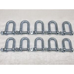 Securefix Direct - x10 16MM Galvanised Commercial Dee Shackles - Chain Connector Caravan Tether