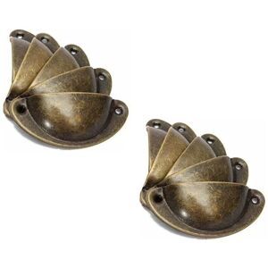 Ymyny - 10 Pieces Vintage Kitchen Cabinet Shell Pulls, Vintage Style Curved Iron Cupboard Door Handles, 8.2 cm x 3.5 cm, Antique Brass