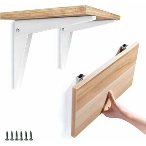 ZVD-2pcs Folding Wall Bracket, Shelf Brackets Shelf Supports Metal Folding Folding Bracket Garage Bracket DIY Folding Shelving, White 8