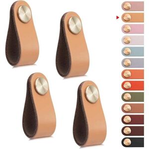ZVD - 4pcs Leather Furniture Handle, Cabinet Door Knob Leather Handle Drawer Knob, Vintage Furniture Handle for Cabinets, Dresser, Kitchen, Bathroom